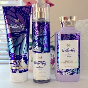 Bath & Body Works 🦋 BUTTERFLY 🦋 Exclusive Collection Body Care 3 Pc Set FIRM !!